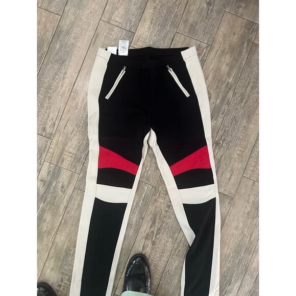 BCBGMAXAZRIA Women's Black White Bond Coloblocked Leggings Size Large - Picture 6 of 7